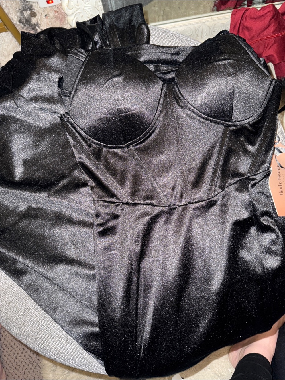 Black Satin Bustier Gown